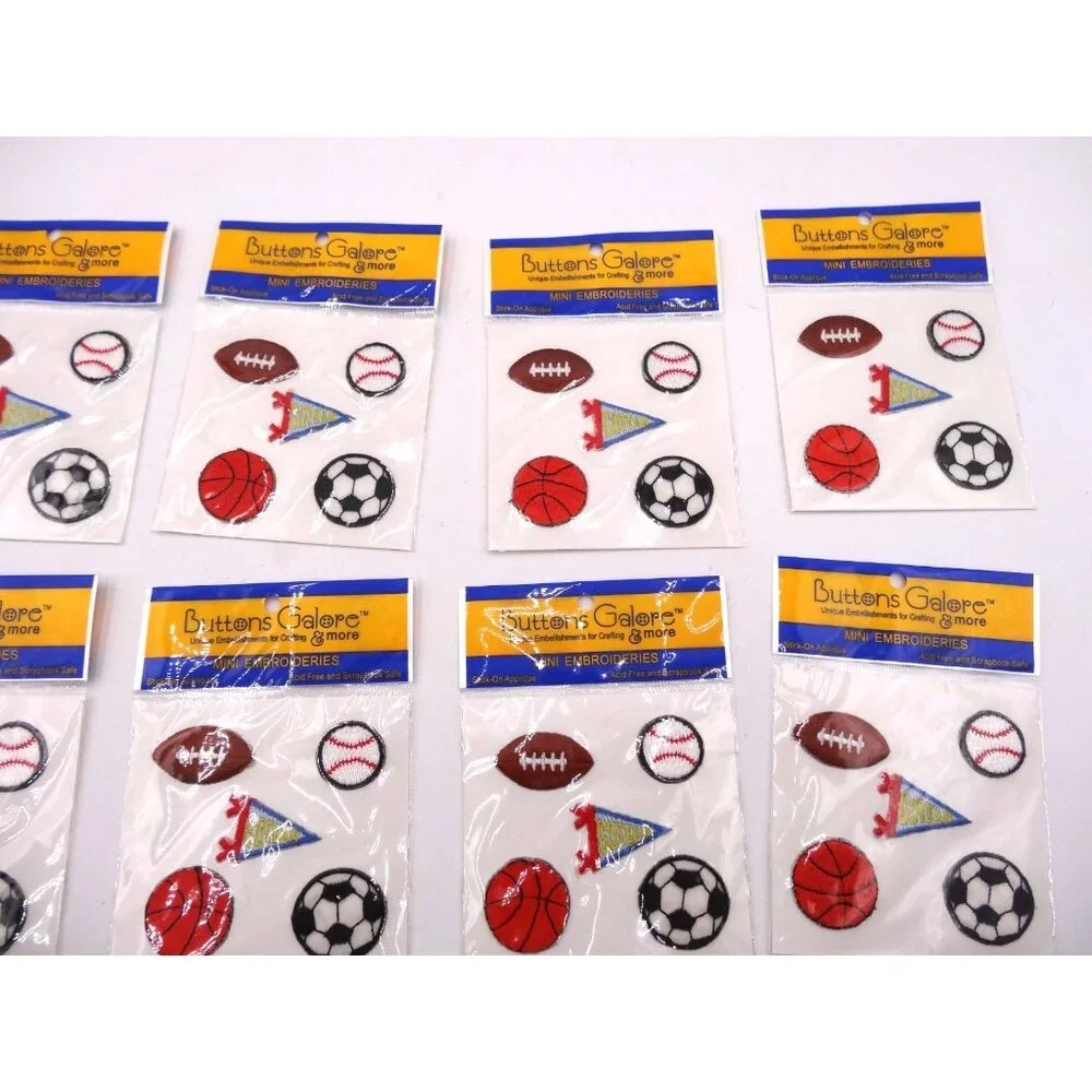 Buttons Galore Mini Embroideries Sports Balls 5 in‎ each package 9 Sealed Packs